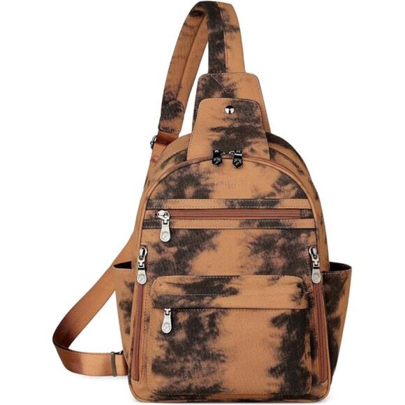 Sling Bag, Large Capacity PU Leather Red Brown - Picture 1 of 6